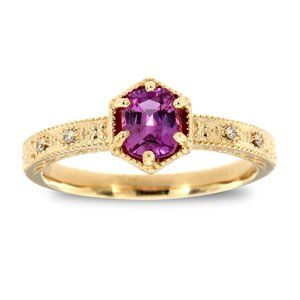 Elongated Cushion Pink Sapphire & Diamond Ring
